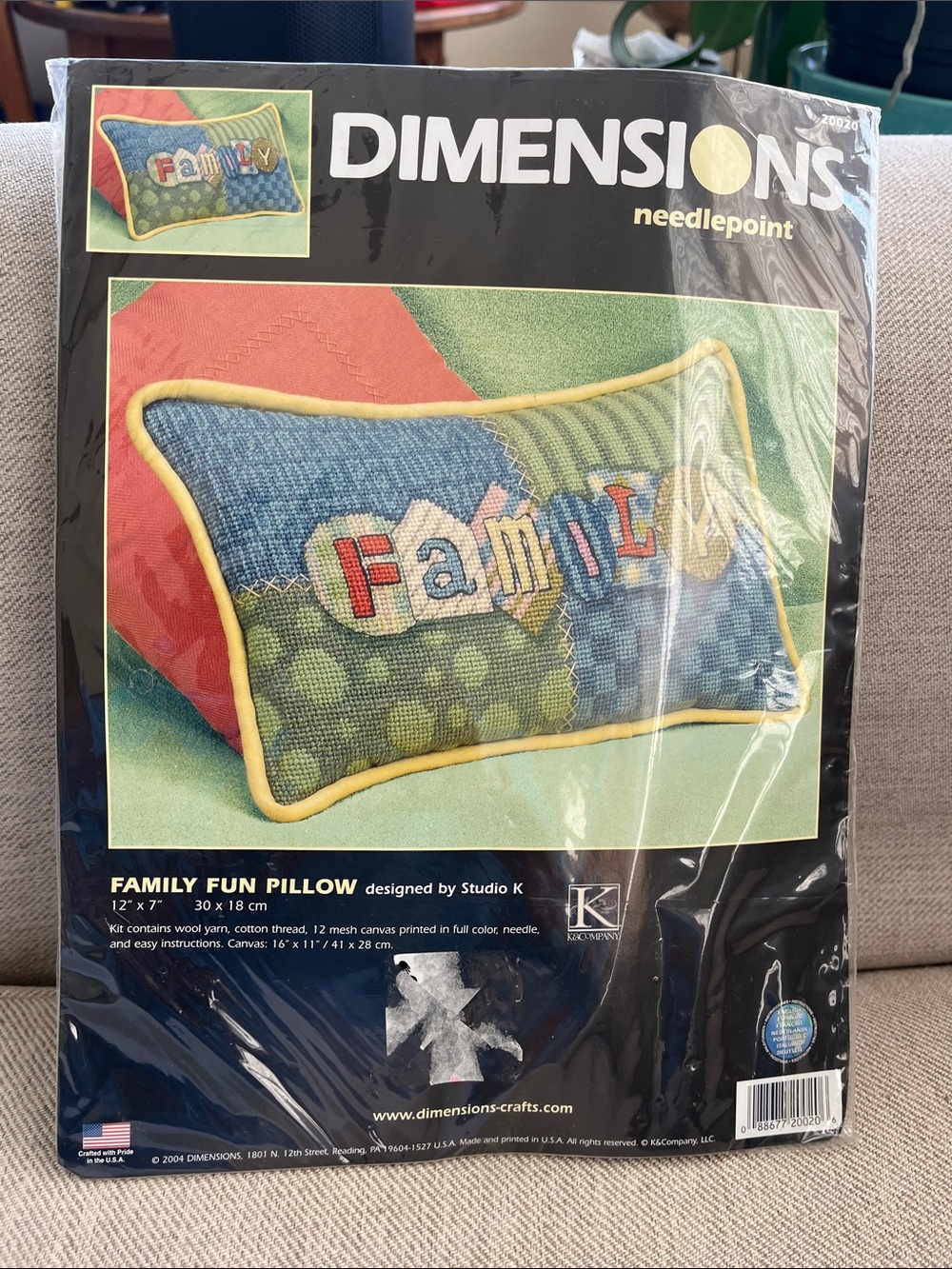 Dimensions 'Family Fun' Needlepoint Pillow Kit - Blue & Yellow